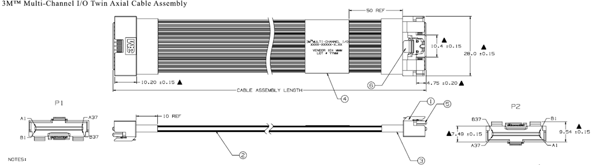 3M 8MS8 Multi-Channel Twin Axial Cable Assemblies